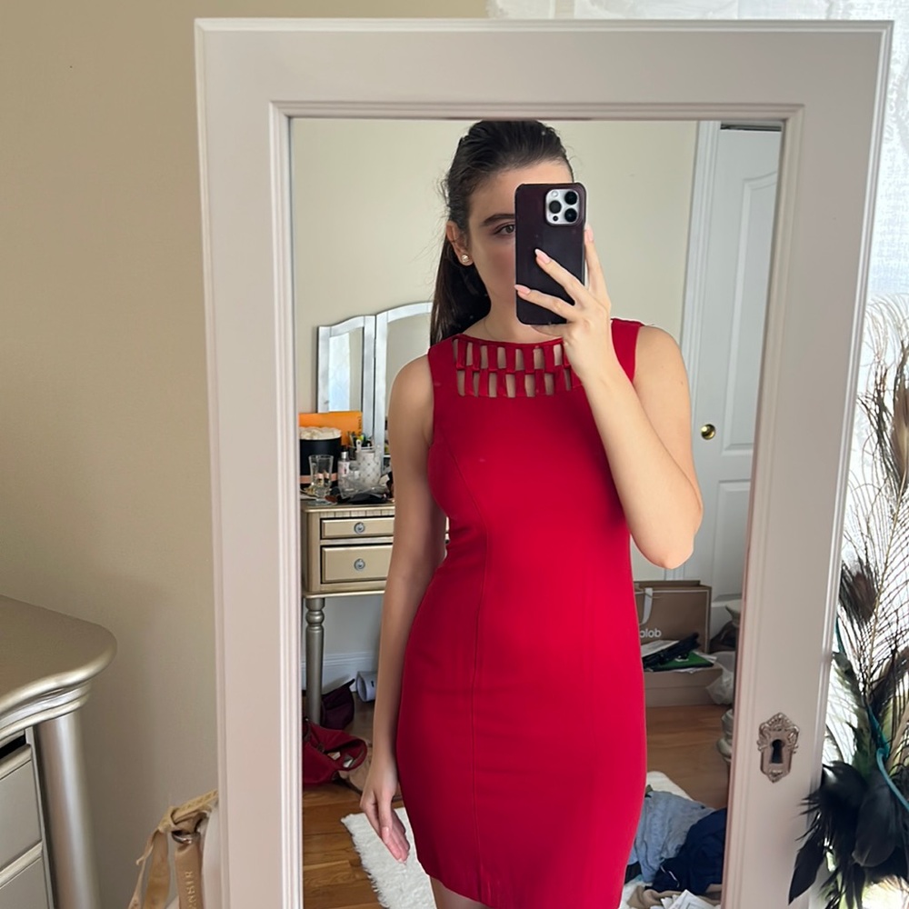 Beautiful Tailored Red Mini Cocktail Dress